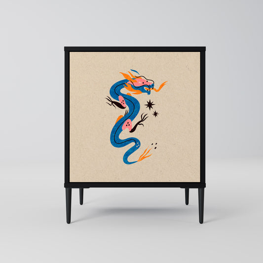 MYTHOLOGICAL CREATURES 1-Door Sideboard in Black Finish