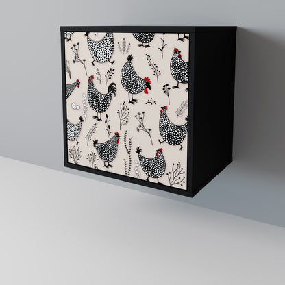 Credenza HAPPY HENS a 1 anta con finitura nera