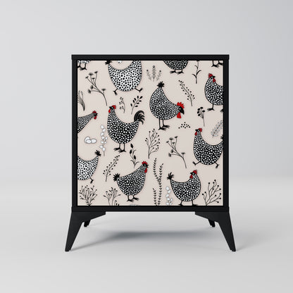 Credenza HAPPY HENS a 1 anta con finitura nera