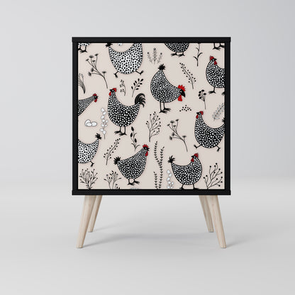 Credenza HAPPY HENS a 1 anta con finitura nera