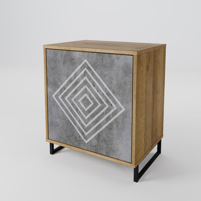 POLYGONAL ARTISTRY 1-Door Sideboard in Oak Effect