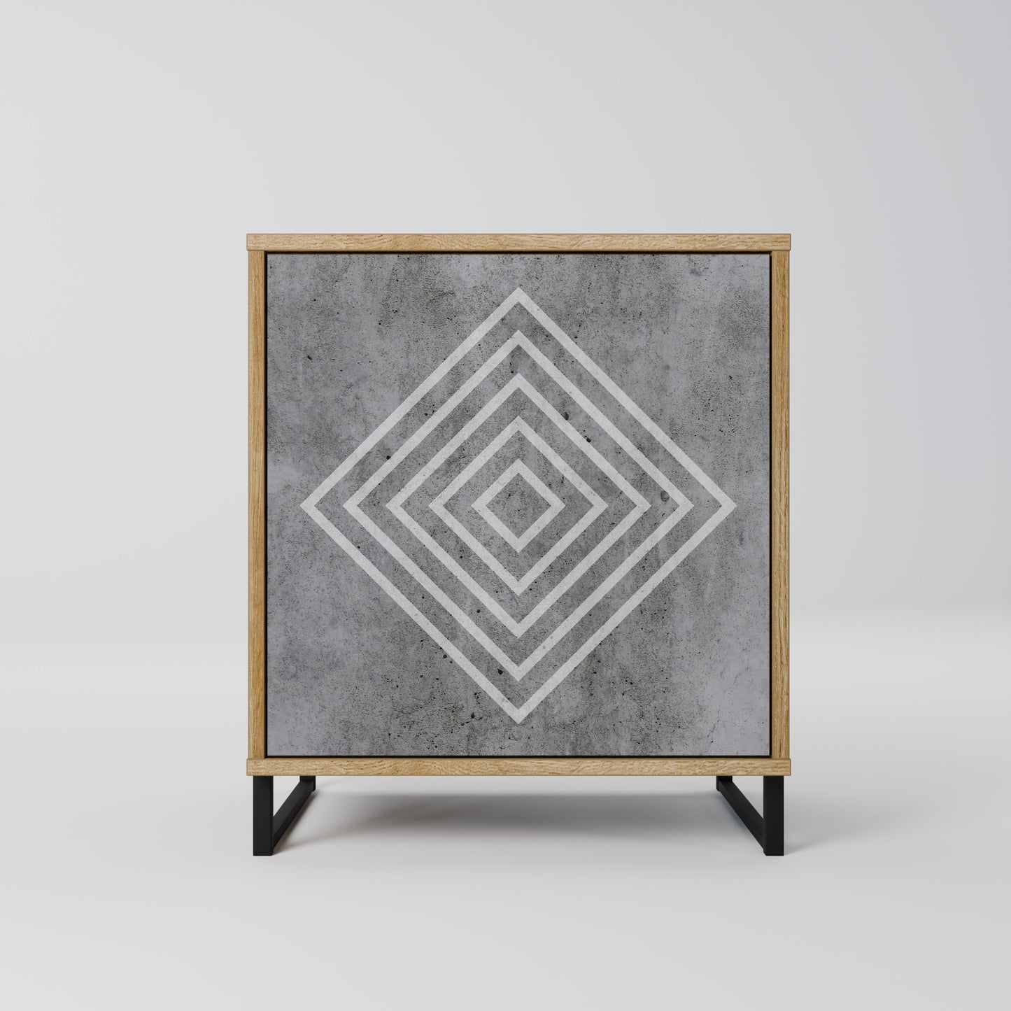 POLYGONAL ARTISTRY 1-Door Sideboard in Oak Effect