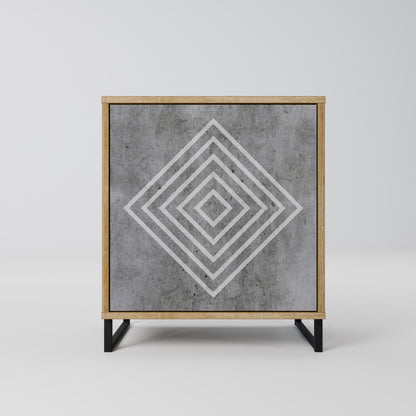 POLYGONAL ARTISTRY 1-Door Sideboard in Oak Effect