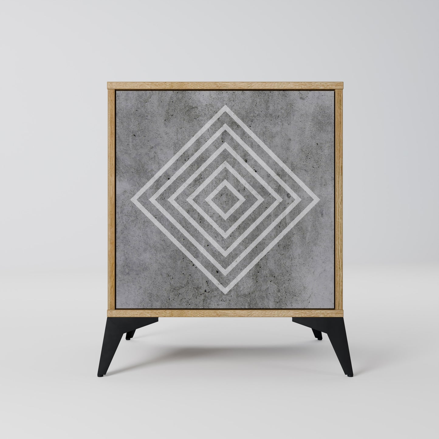 POLYGONAL ARTISTRY 1-Door Sideboard in Oak Effect