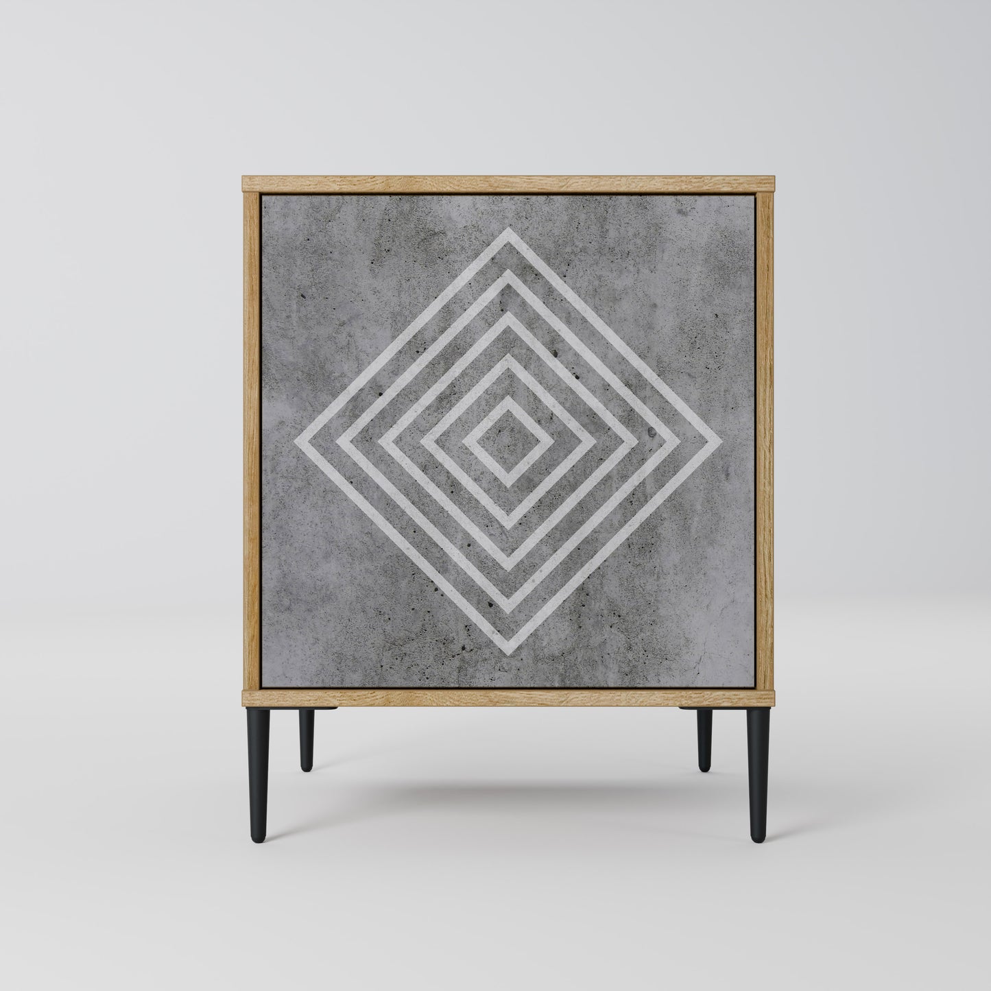POLYGONAL ARTISTRY 1-Door Sideboard in Oak Effect
