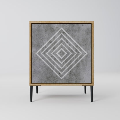 POLYGONAL ARTISTRY 1-Door Sideboard in Oak Effect