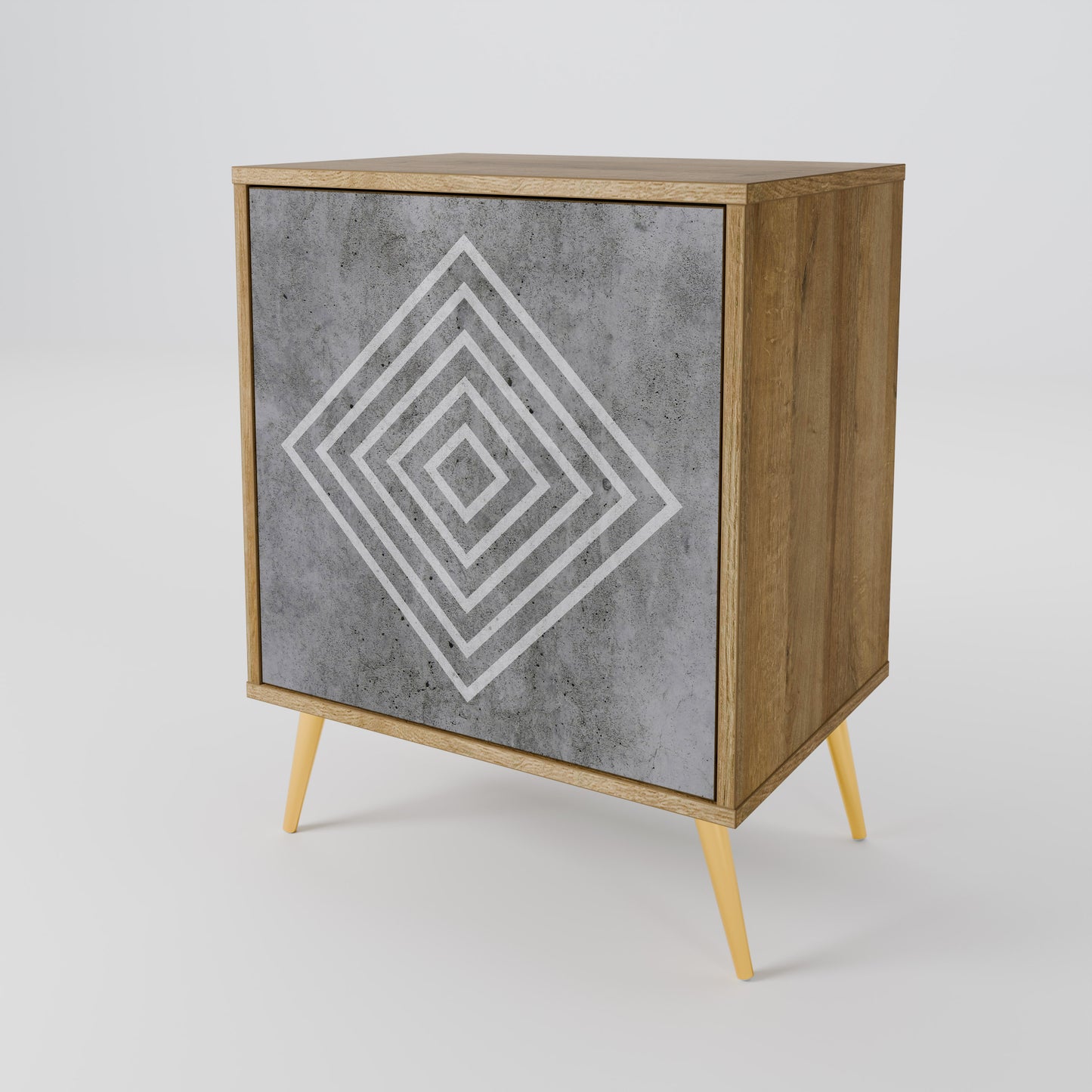 POLYGONAL ARTISTRY 1-Door Sideboard in Oak Effect