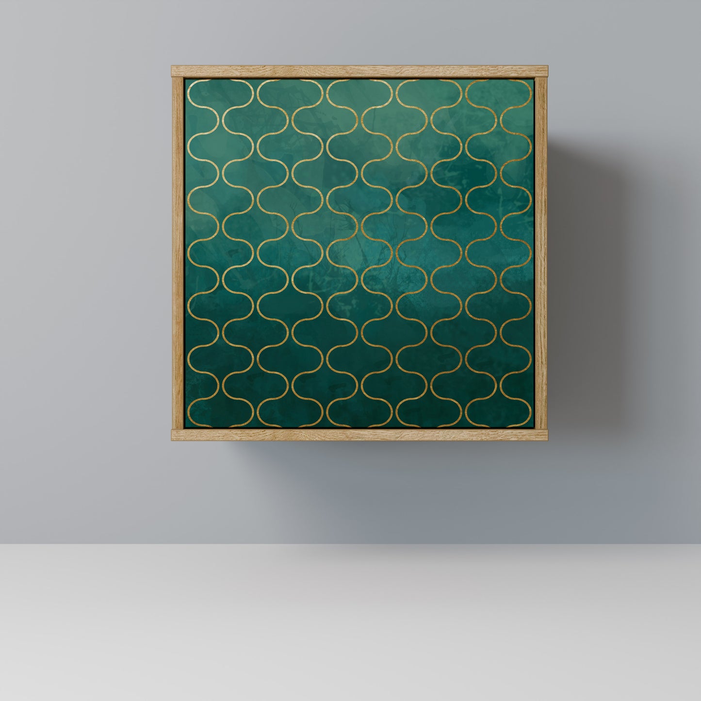 TESSELATED GREENERY 1-Door Sideboard in Oak Effect