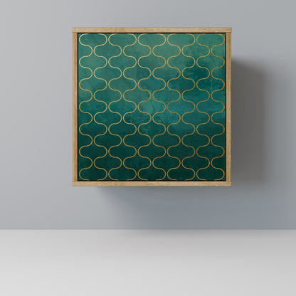 TESSELATED GREENERY 1-Door Sideboard in Oak Effect