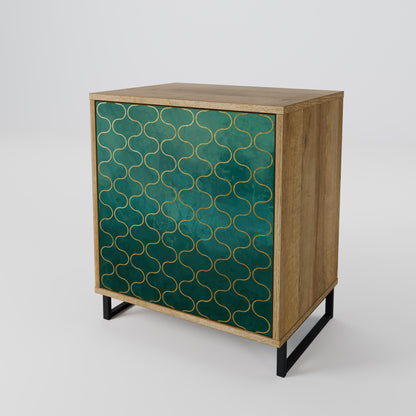 TESSELATED GREENERY 1-Door Sideboard in Oak Effect