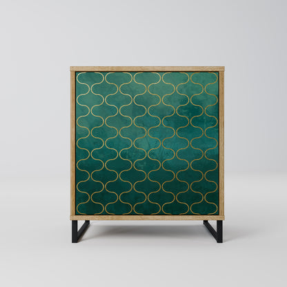 TESSELATED GREENERY 1-Door Sideboard in Oak Effect