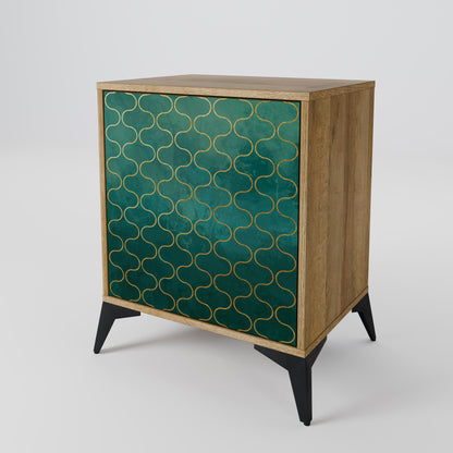 TESSELATED GREENERY 1-Door Sideboard in Oak Effect