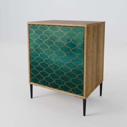 TESSELATED GREENERY 1-Door Sideboard in Oak Effect