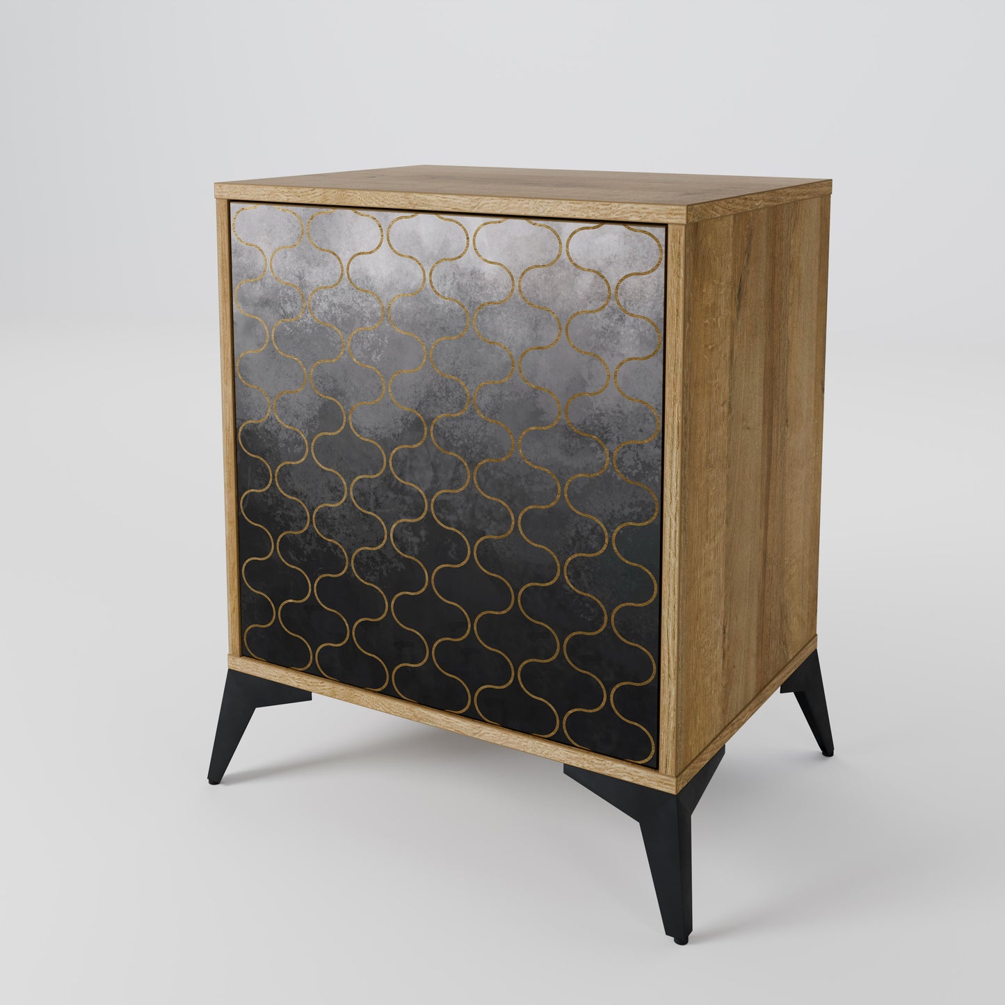 TESSELATED GRAYISH 1-Door Sideboard in Oak Effect