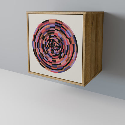 BROWN CIRCLES 1-Door Sideboard in Oak Effect