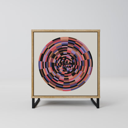 BROWN CIRCLES 1-Door Sideboard in Oak Effect