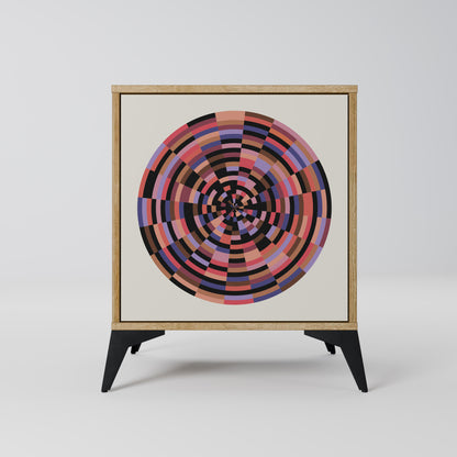 BROWN CIRCLES 1-Door Sideboard in Oak Effect