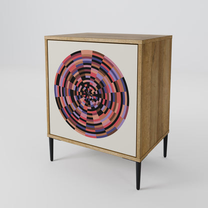 BROWN CIRCLES 1-Door Sideboard in Oak Effect