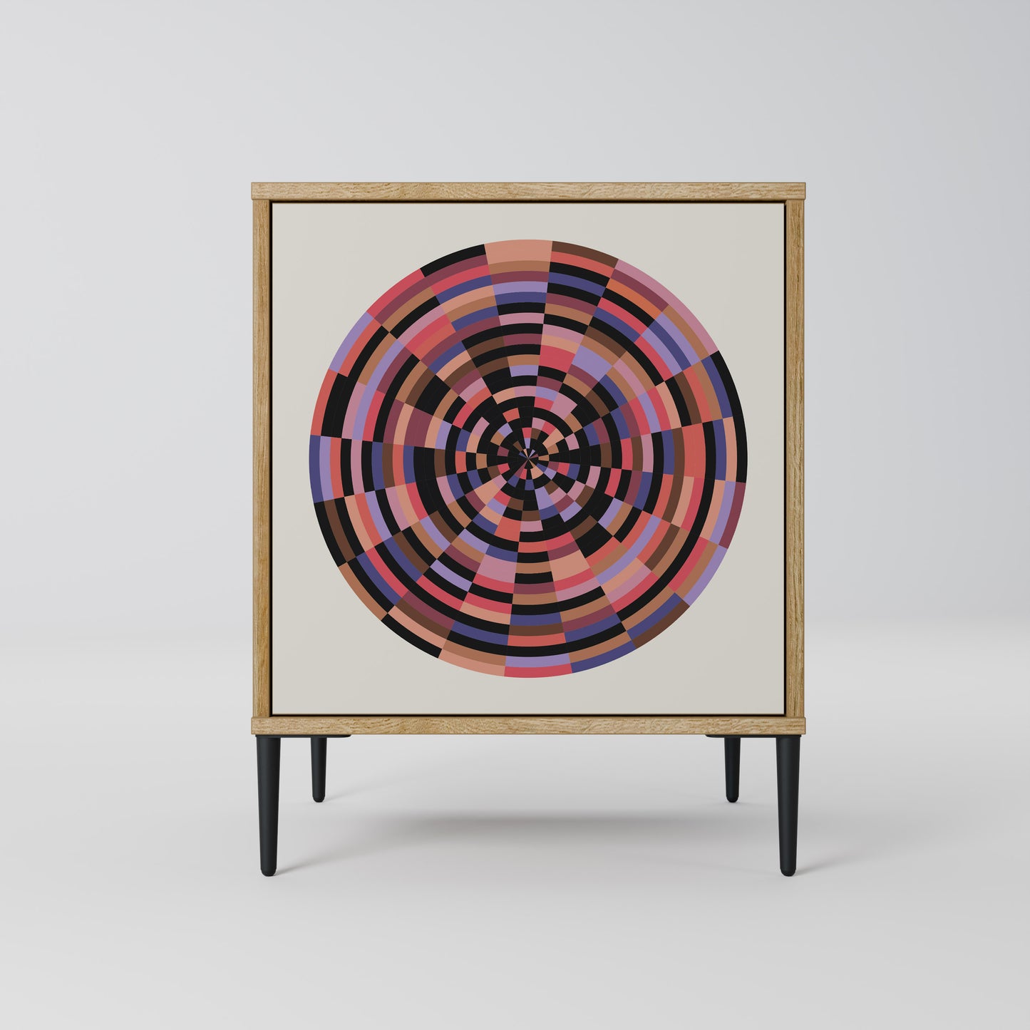 BROWN CIRCLES 1-Door Sideboard in Oak Effect