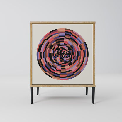 BROWN CIRCLES 1-Door Sideboard in Oak Effect