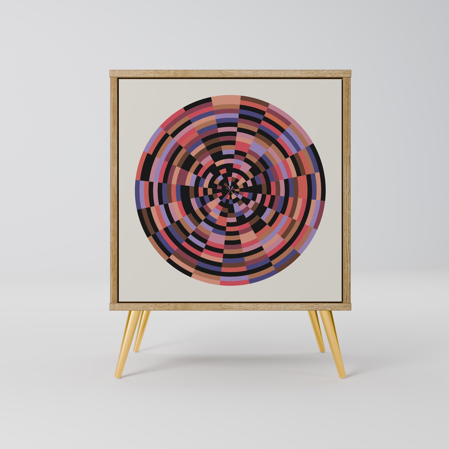 BROWN CIRCLES 1-Door Sideboard in Oak Effect