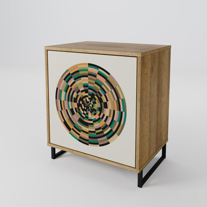 GREEN CIRCLES 1-Door Sideboard in Oak Effect