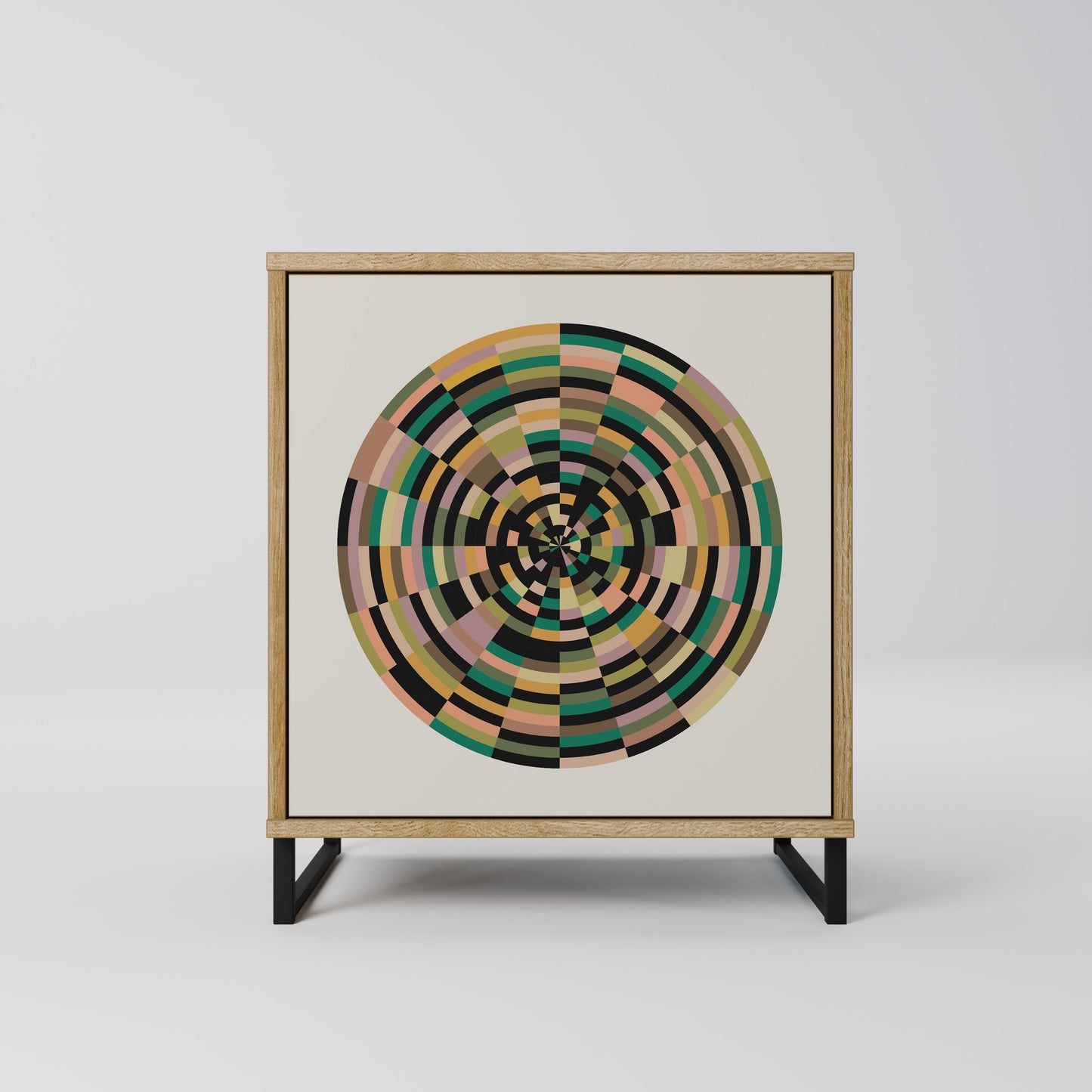 GREEN CIRCLES 1-Door Sideboard in Oak Effect