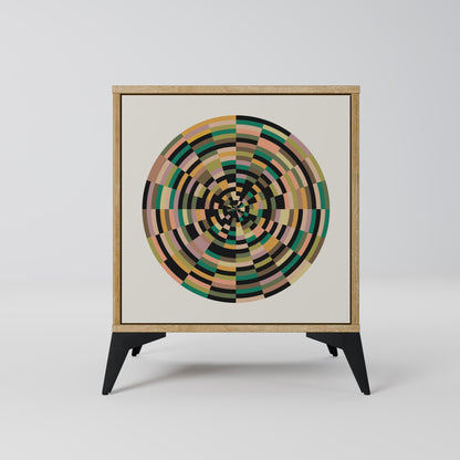 GREEN CIRCLES 1-Door Sideboard in Oak Effect