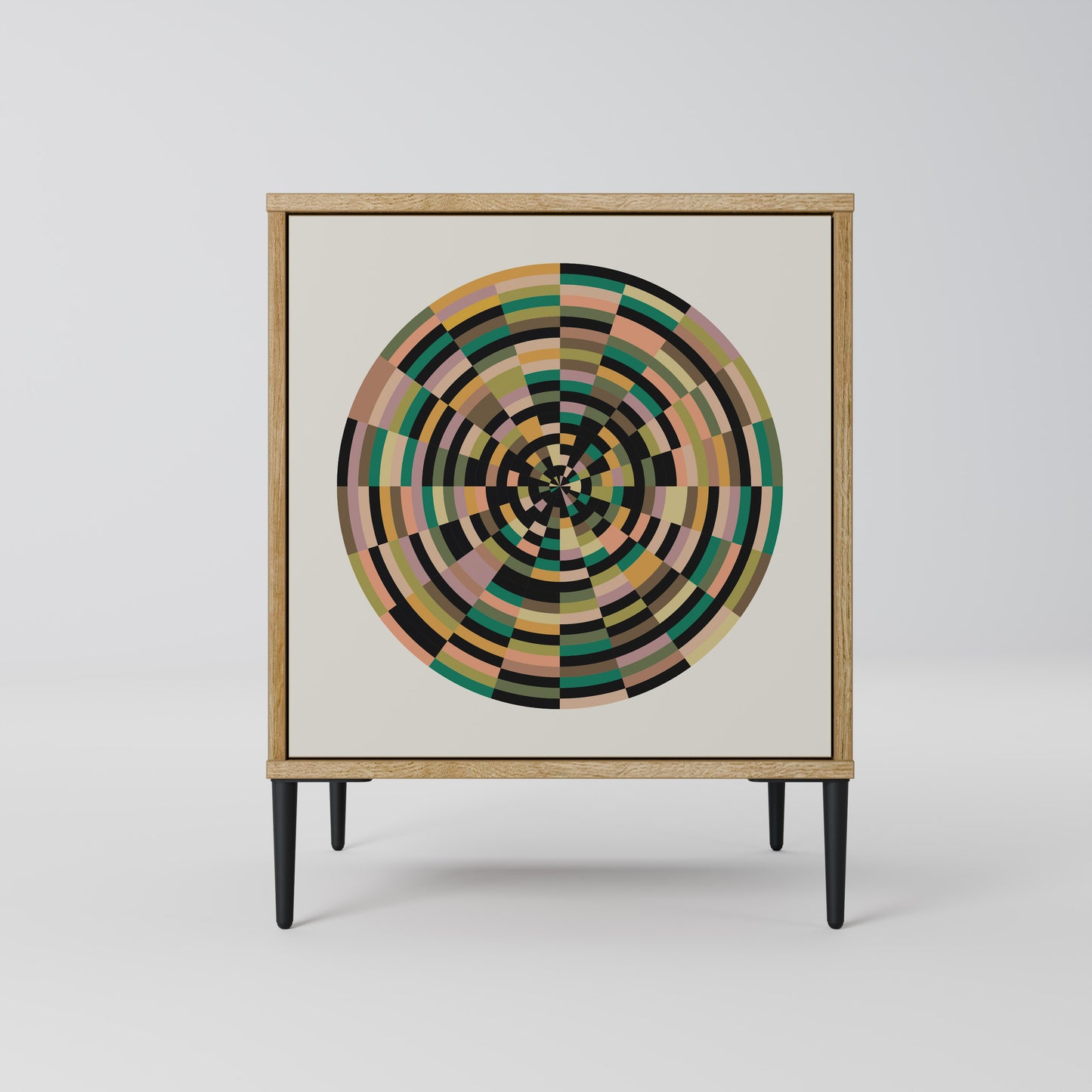 GREEN CIRCLES 1-Door Sideboard in Oak Effect