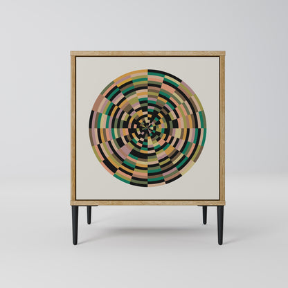 GREEN CIRCLES 1-Door Sideboard in Oak Effect