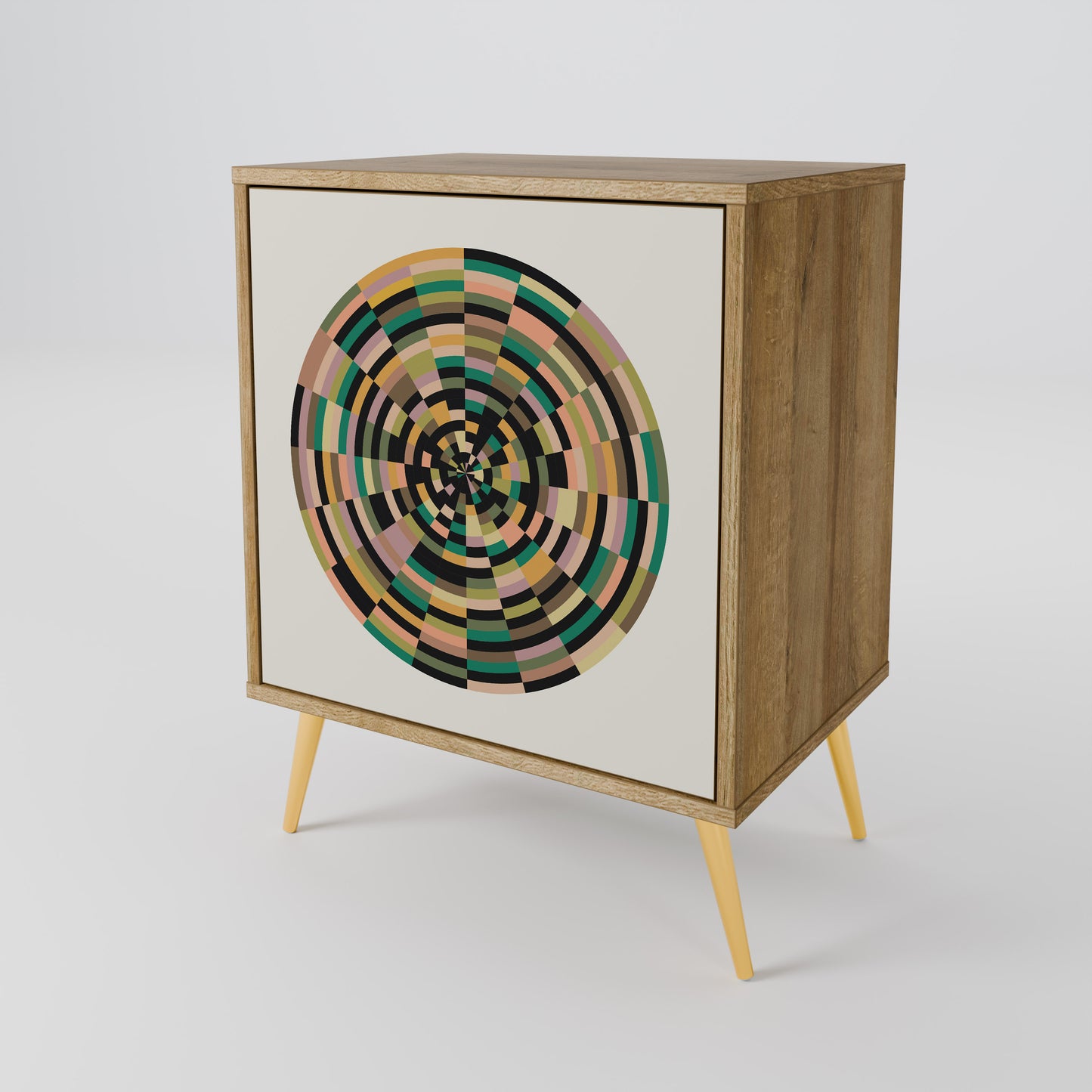 GREEN CIRCLES 1-Door Sideboard in Oak Effect