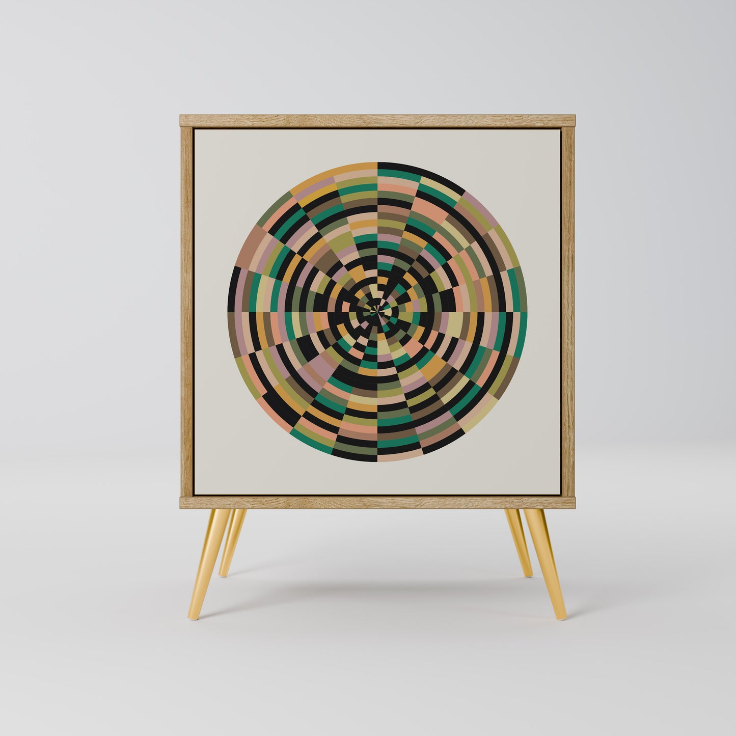 GREEN CIRCLES 1-Door Sideboard in Oak Effect