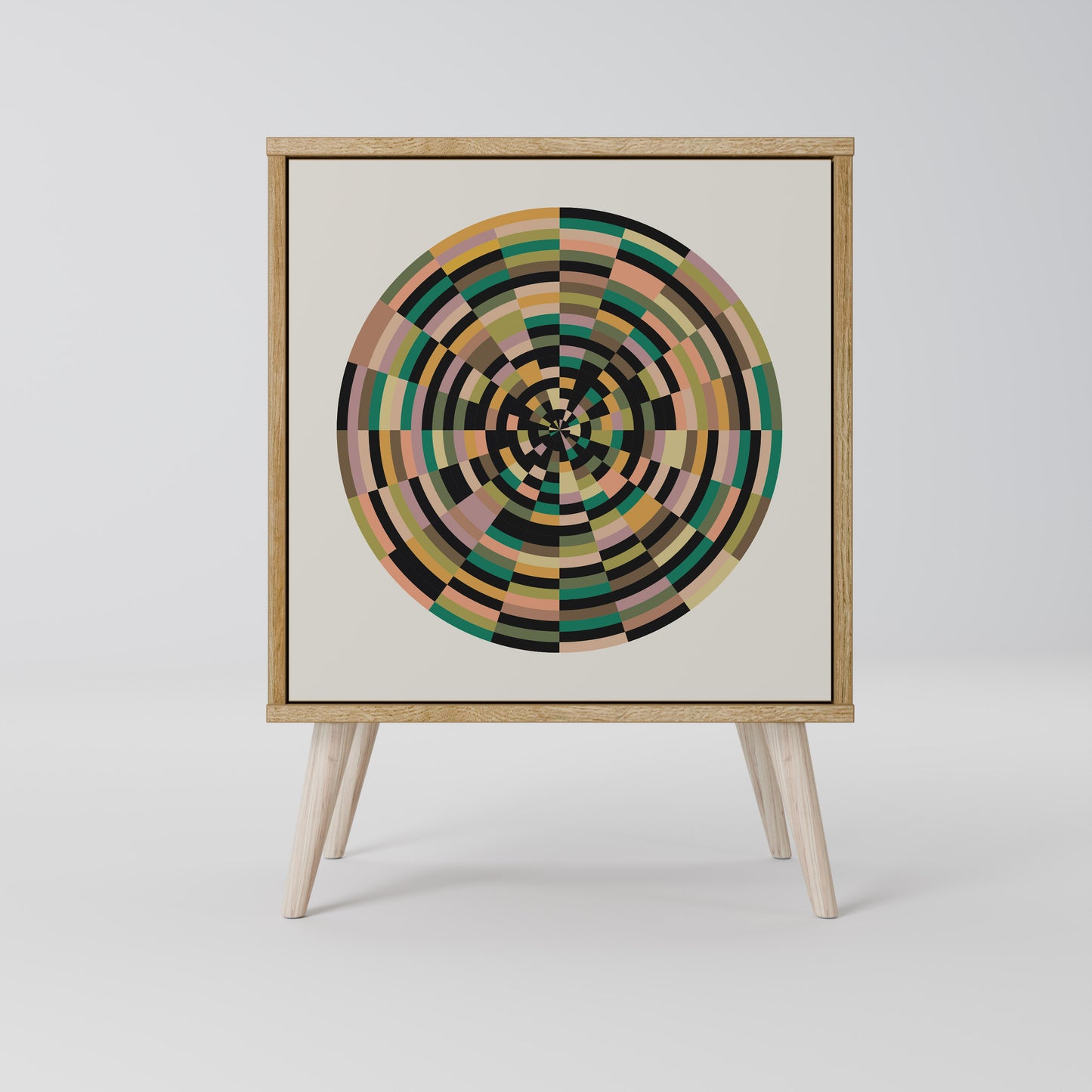 GREEN CIRCLES 1-Door Sideboard in Oak Effect