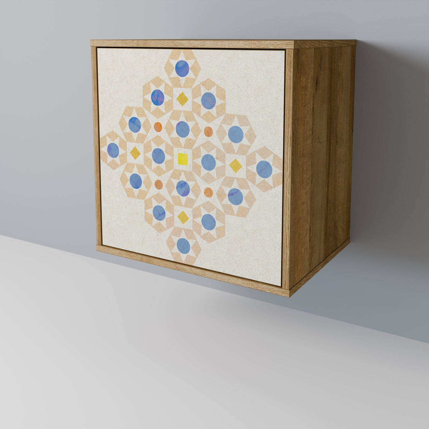 PATTERNED PRISM 1-Door Sideboard in Oak Effect