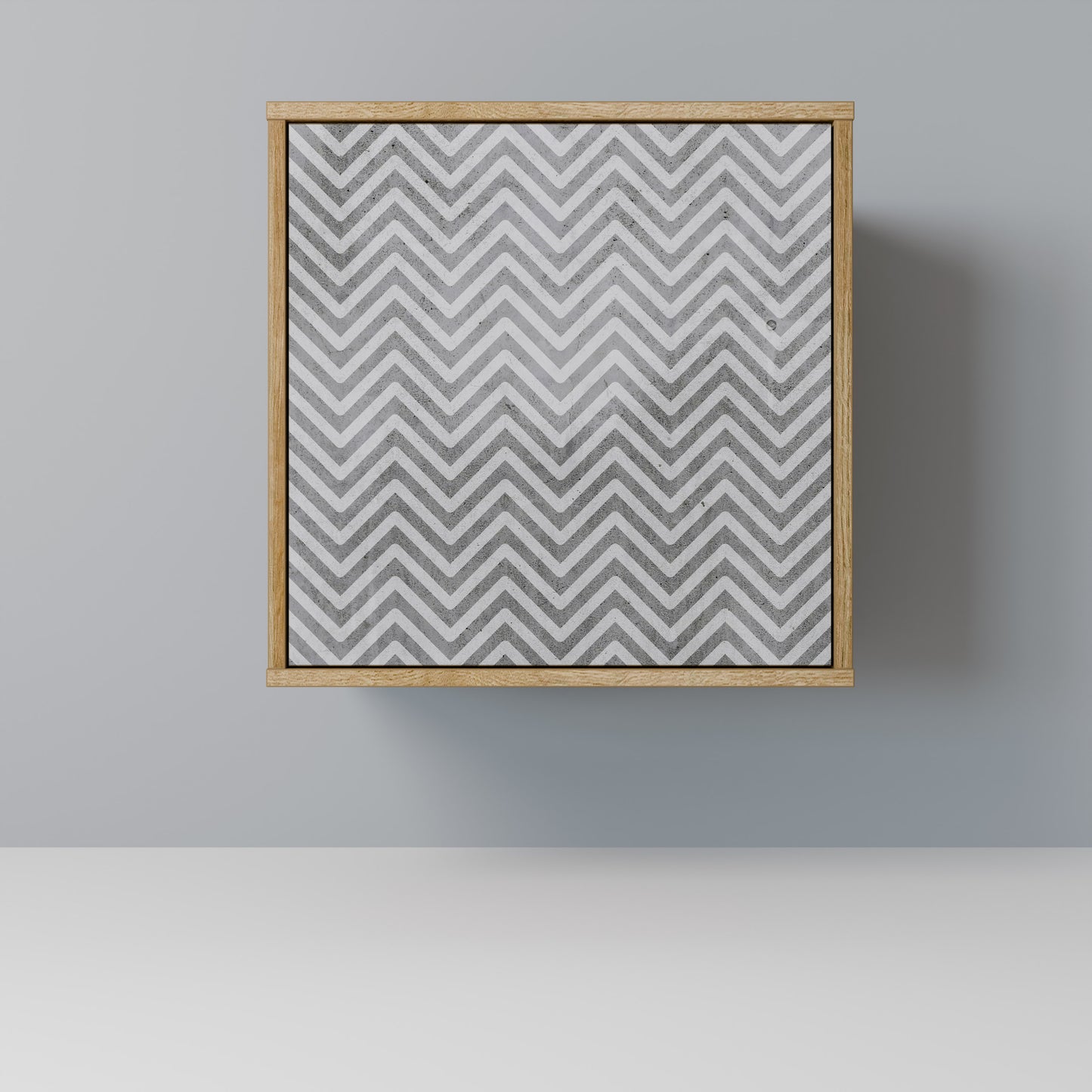 CONCRETE ZIG ZAG 1-Door Sideboard in Oak Effect