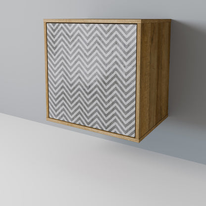 CONCRETE ZIG ZAG 1-Door Sideboard in Oak Effect