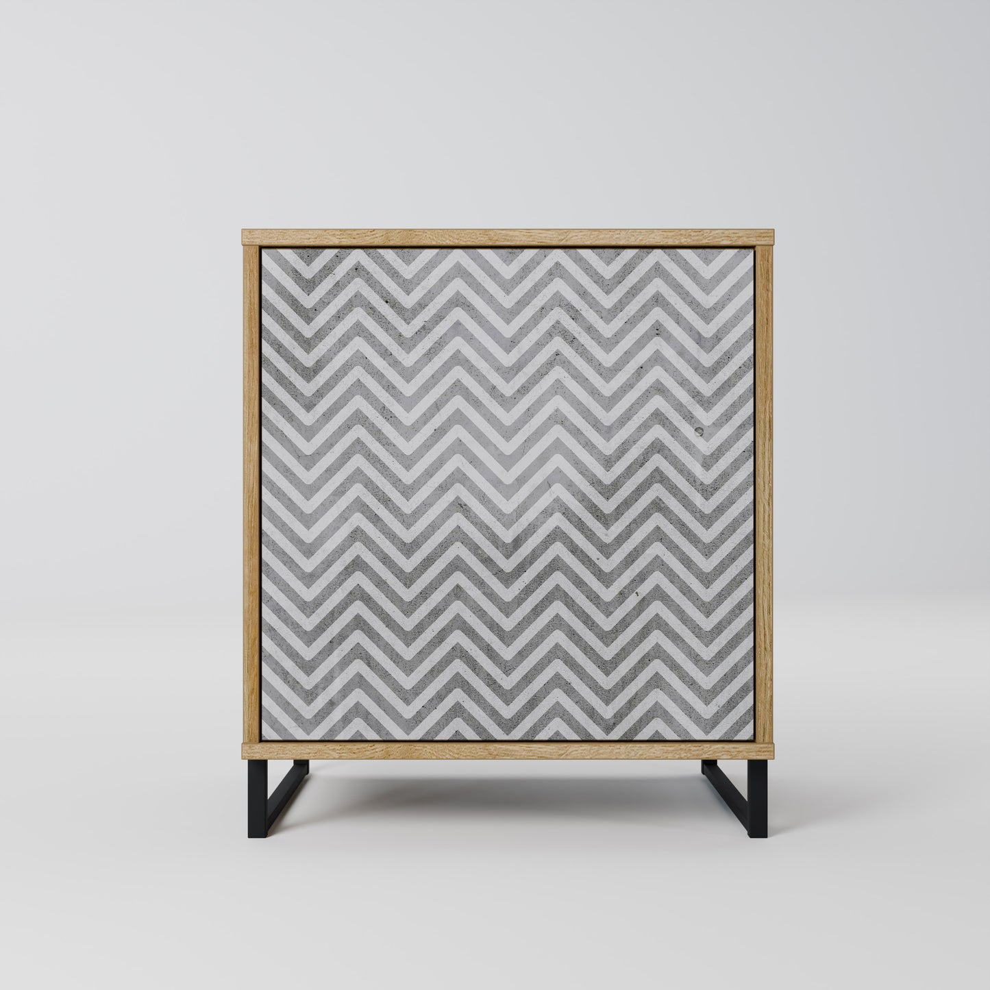 CONCRETE ZIG ZAG 1-Door Sideboard in Oak Effect