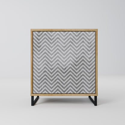 CONCRETE ZIG ZAG 1-Door Sideboard in Oak Effect