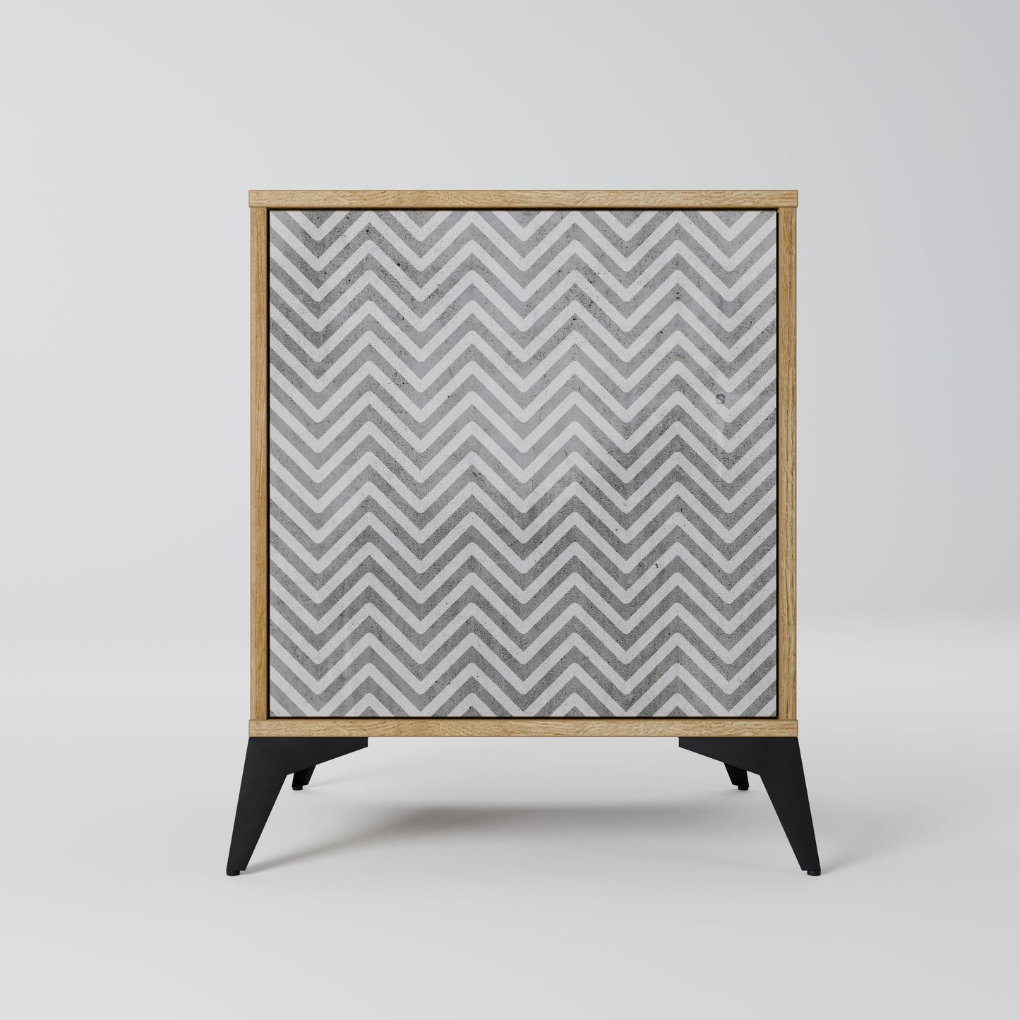 CONCRETE ZIG ZAG 1-Door Sideboard in Oak Effect