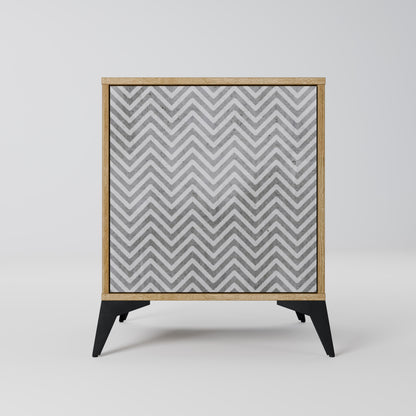 CONCRETE ZIG ZAG 1-Door Sideboard in Oak Effect
