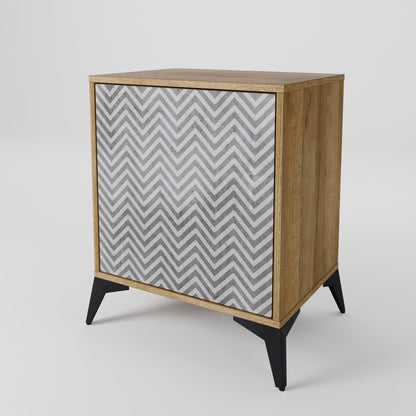 CONCRETE ZIG ZAG 1-Door Sideboard in Oak Effect