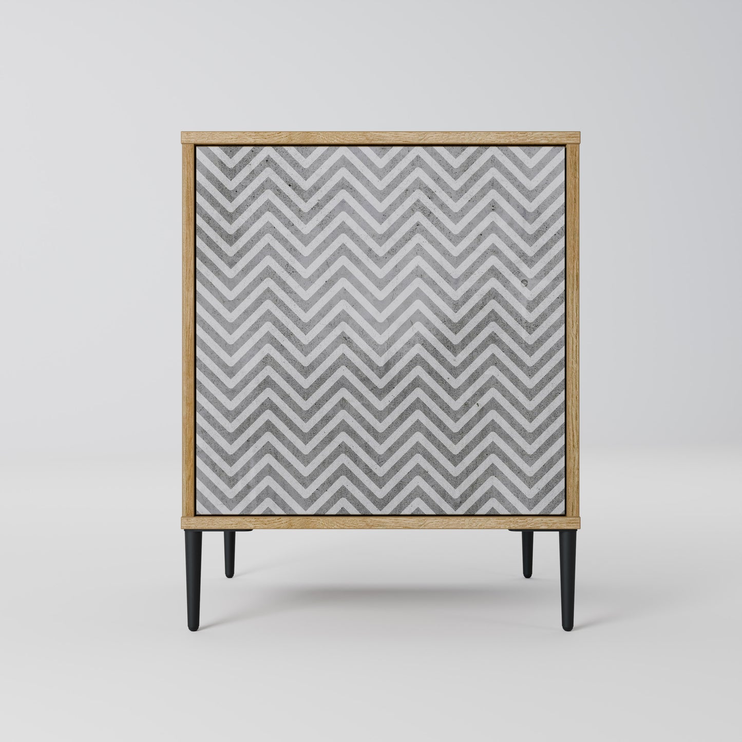 CONCRETE ZIG ZAG 1-Door Sideboard in Oak Effect