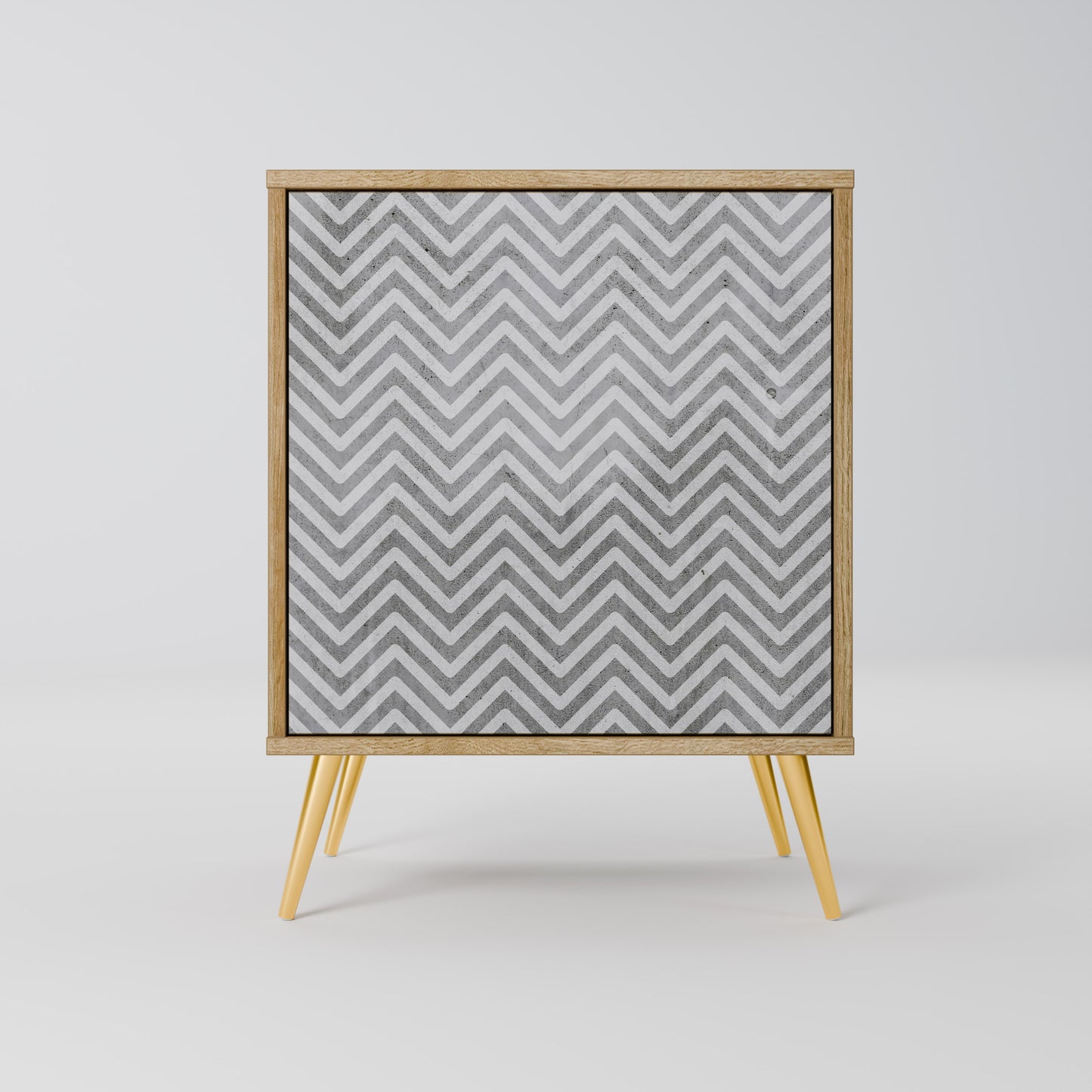 CONCRETE ZIG ZAG 1-Door Sideboard in Oak Effect
