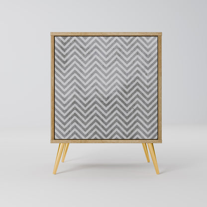 CONCRETE ZIG ZAG 1-Door Sideboard in Oak Effect
