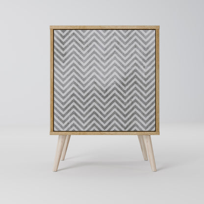 CONCRETE ZIG ZAG 1-Door Sideboard in Oak Effect
