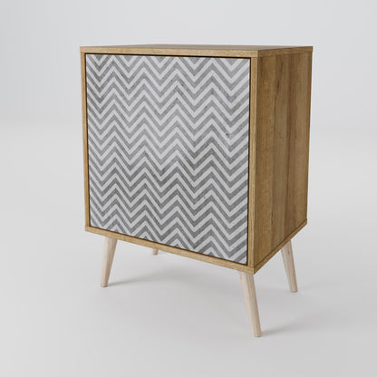 CONCRETE ZIG ZAG 1-Door Sideboard in Oak Effect