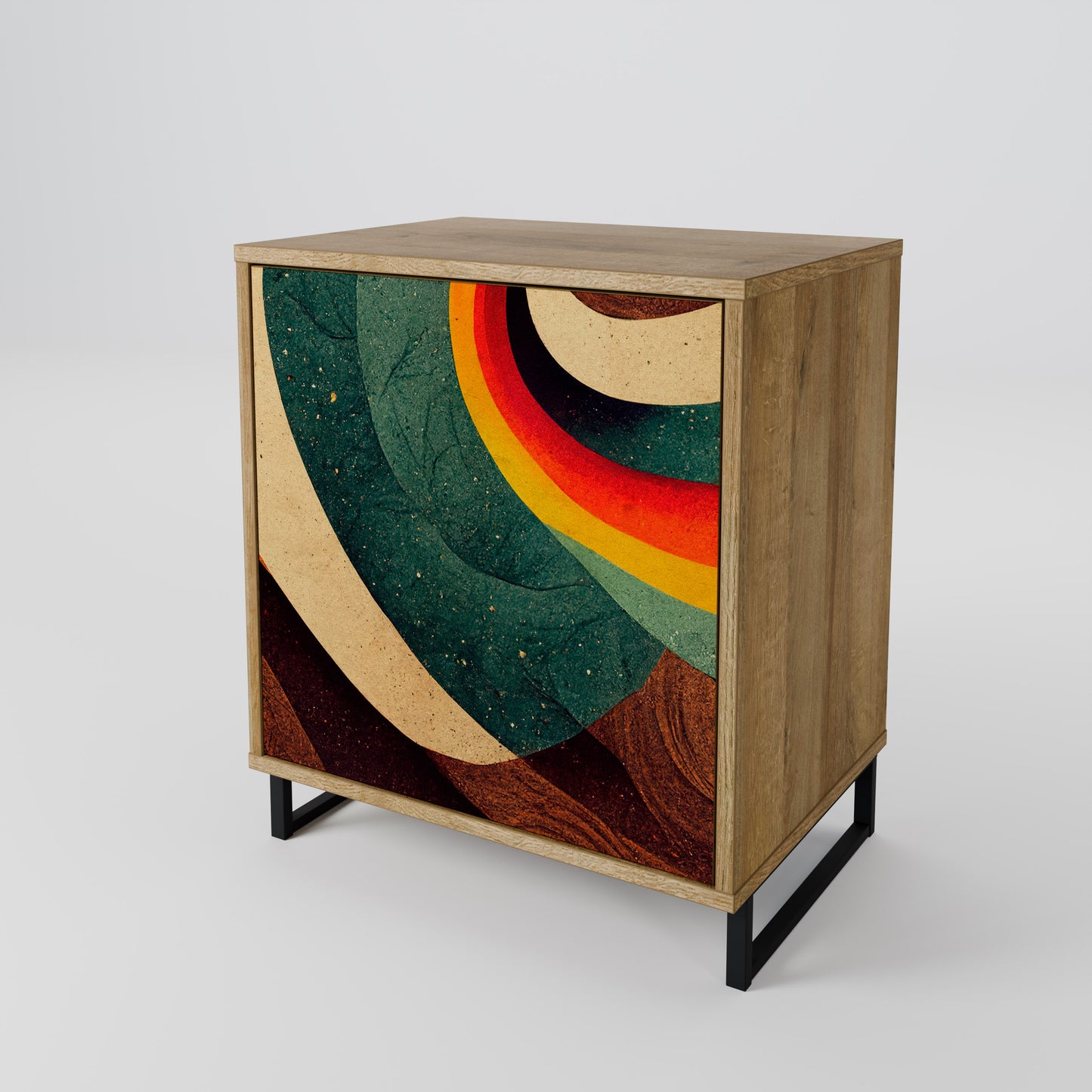 COLORFUL STRANDS 1-Door Sideboard in Oak Effect