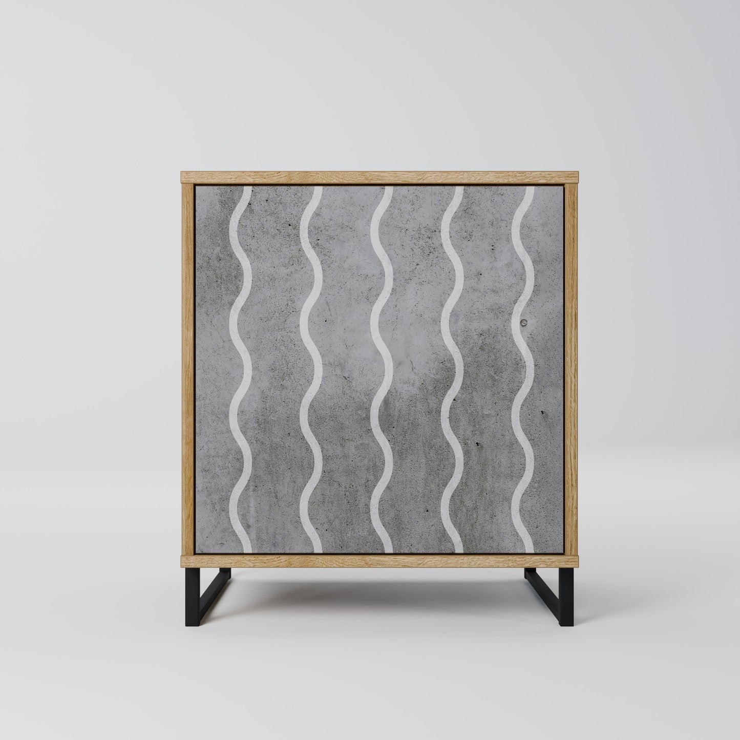 WAVES OF CONCRETE 1-Door Sideboard in Oak Effect