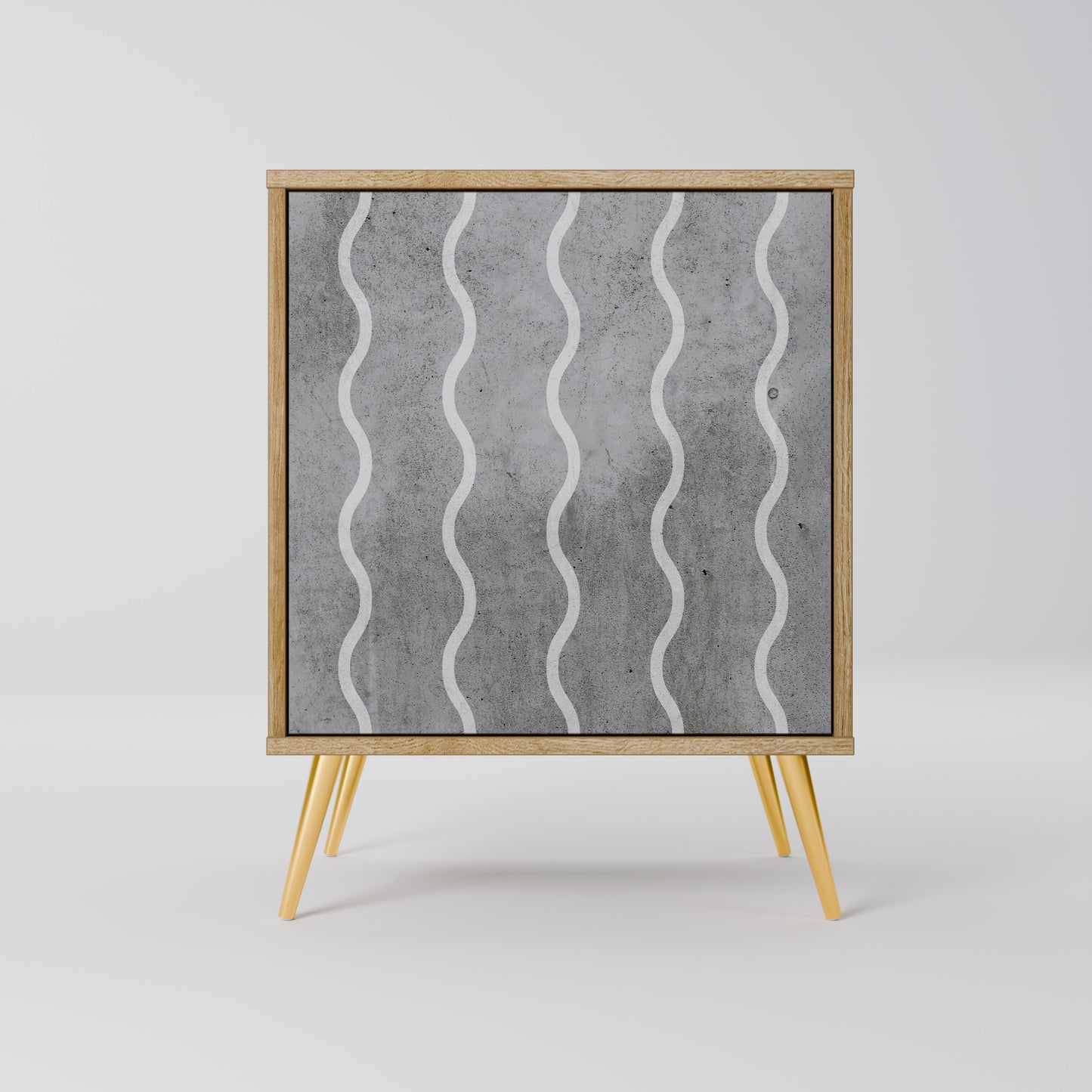 WAVES OF CONCRETE 1-Door Sideboard in Oak Effect
