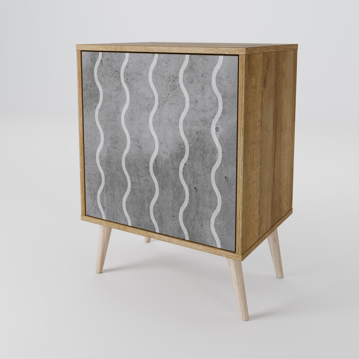 WAVES OF CONCRETE 1-Door Sideboard in Oak Effect